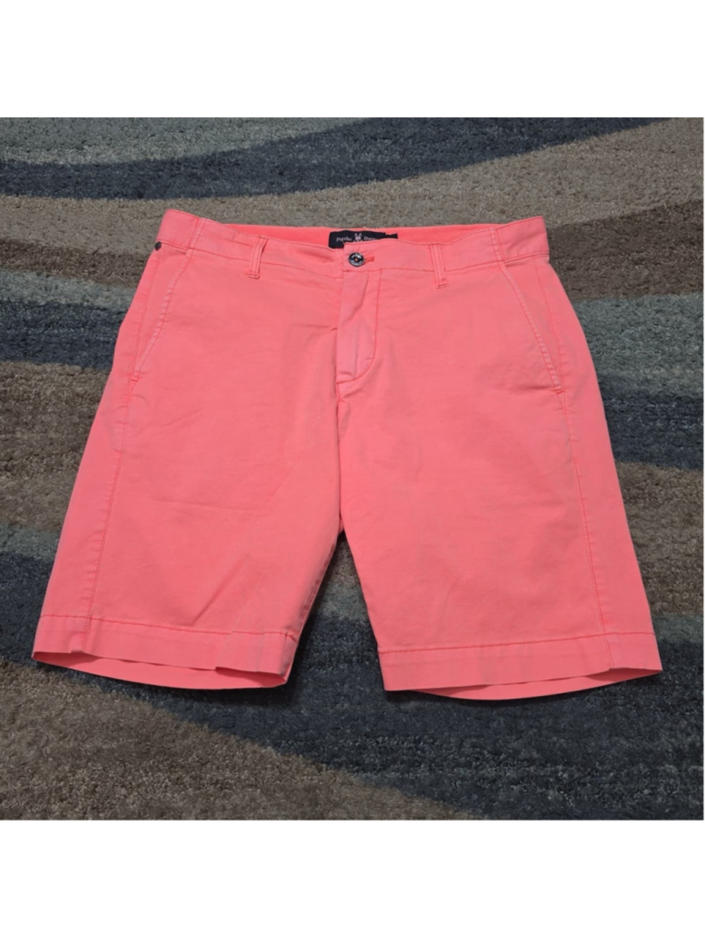 Psycho Bunny Shorts Mens 30 Orange/Pink Chino Golf Casual Flat Front Stretch